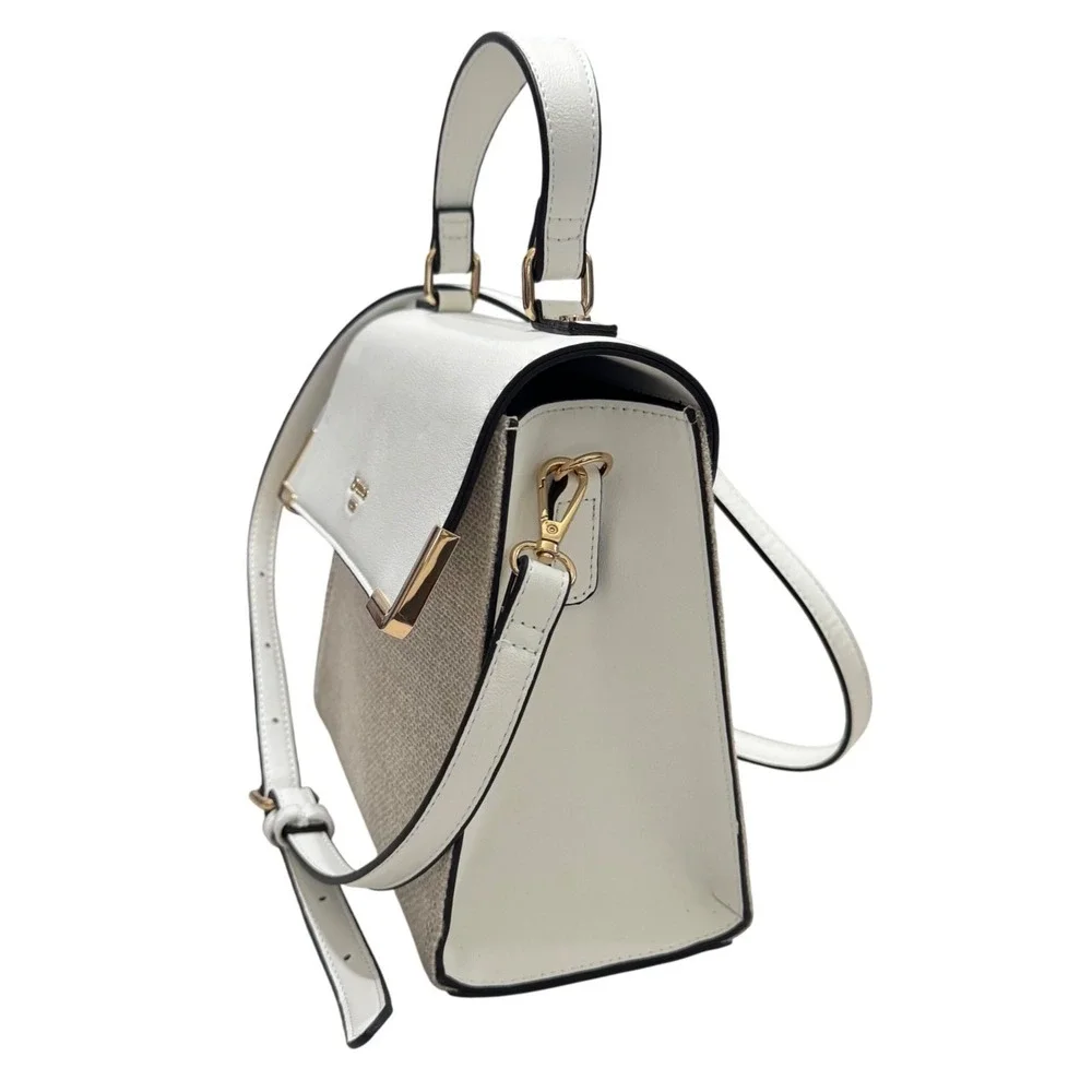 Dune London Satchel Bag Womens Medium‎ White Beige Good Two-Tone Crossbody